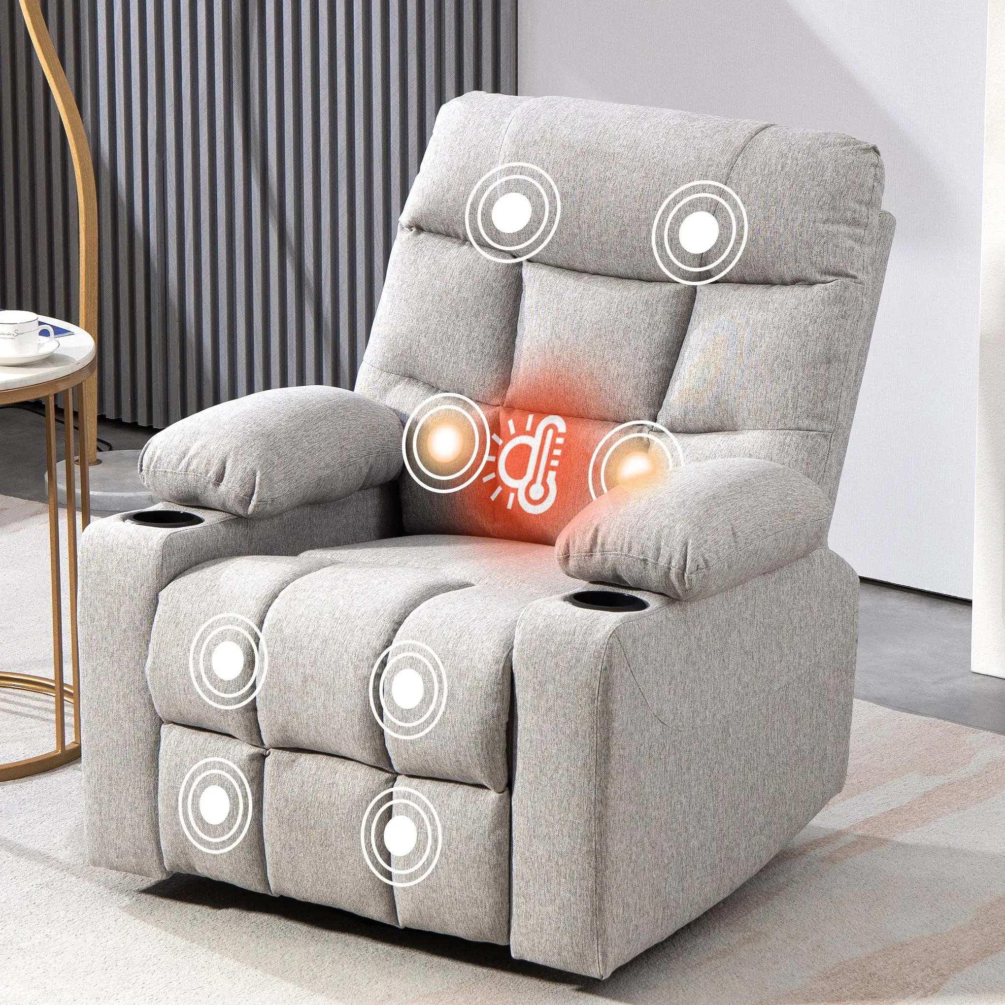 360 Swivel Oversized Rocking Chairs Rocker Recliner Chair With Massage And Heated Living Room Function Sofa