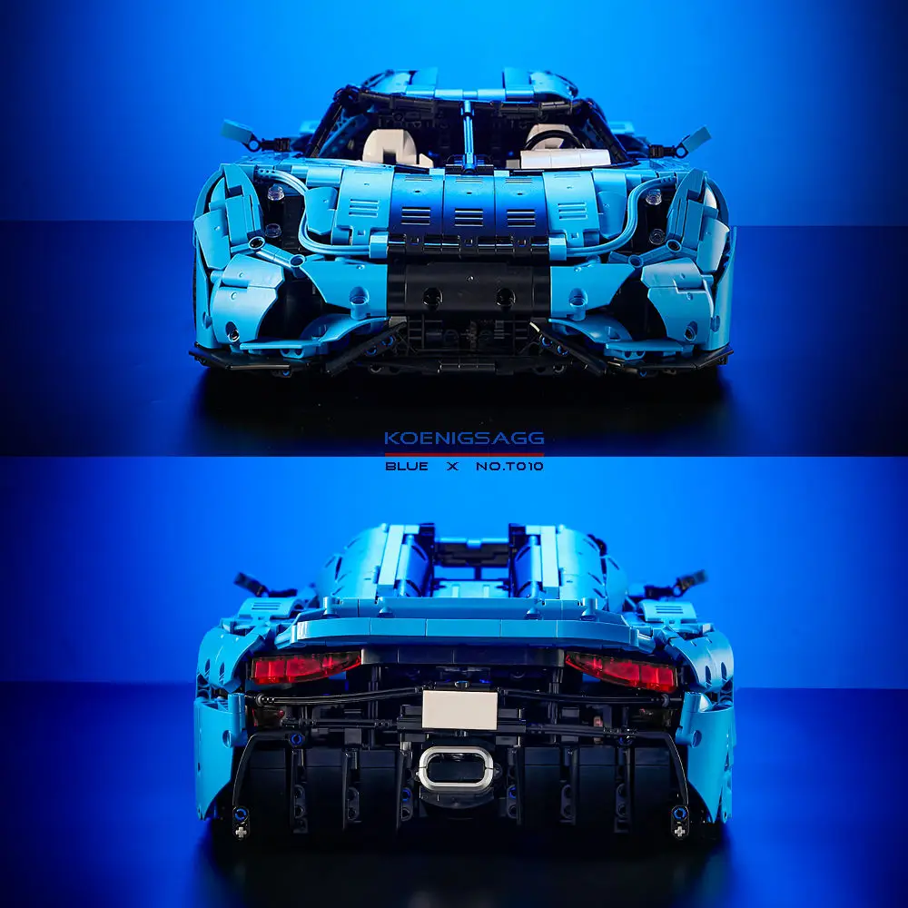 ในสต็อก MOC การวิเคราะห์1:8สีฟ้ากีฬารถ Regera บล็อกตัวต่ออิฐประกอบของเล่นสำหรับเด็กวันเกิดของขวัญชุด