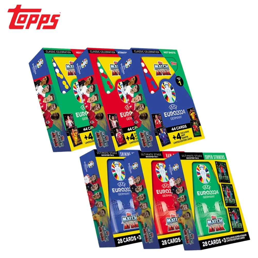

2024 Topps Card Match Single Box Small Tin Box Star Card Euro Cup Football Collector Card Star Cards Toy Gift
