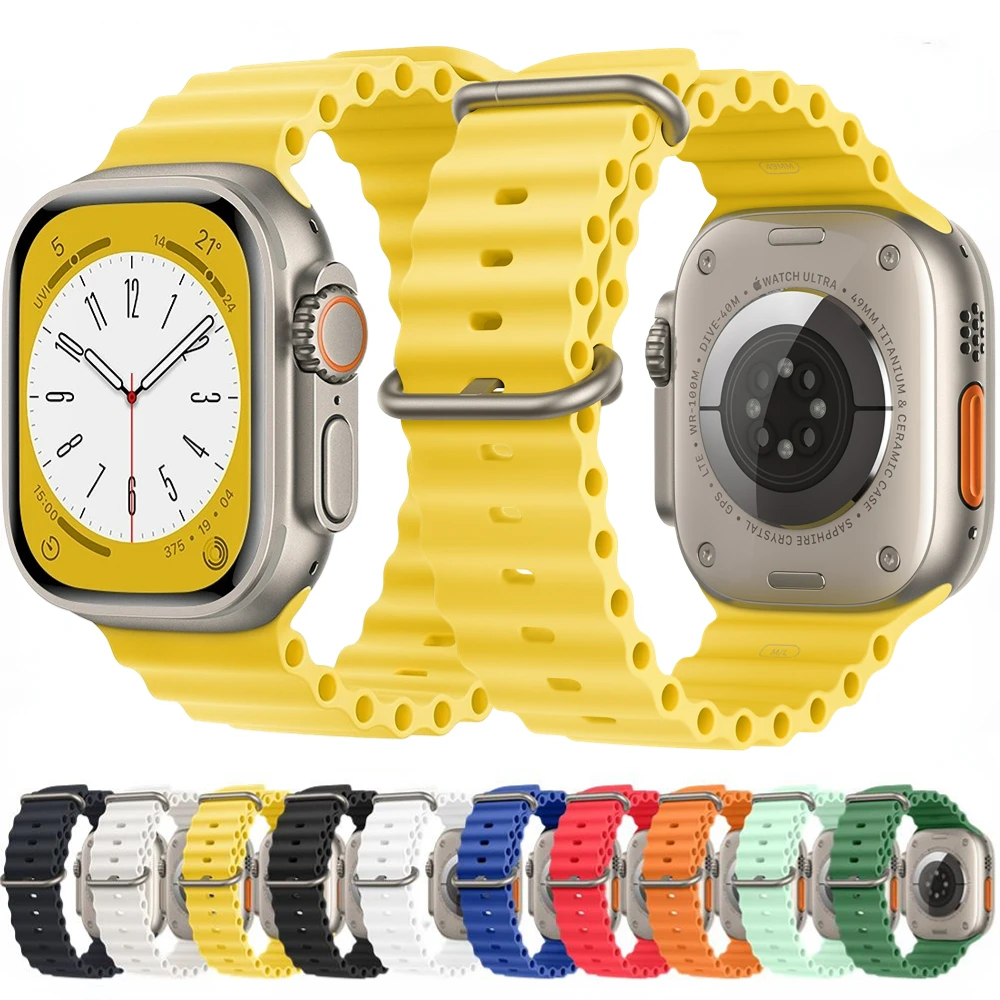 

Ocean Strap for Apple Watch Band 45mm 41mm 44mm 40mm 42mm 38mm Sport Silicone Bracelet Wristband for Iwatch 8765432SE Ultra 49mm