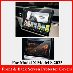 Protetor de tela frontal e traseira para Tesla, Protector Covers, Dashboard Touchscreen, Clear, Display Film, Clear, Modelo S, Modelo X, 2023, 2pcs