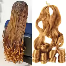 MODERN QUEEN Loose Wave Braiding Hair 24 Inch Pre Stretched Synthetic Hair French Curls Ombre Braids Hair For Women - AliExpress 