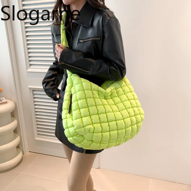 

Стеганые сумки через плечо с эффектом пузырьков для женщин, вместительная сумка-слинг, модная сумка-сэтчел с мягкой подкладкой, повседневные сумки кросс-боди Solis Color