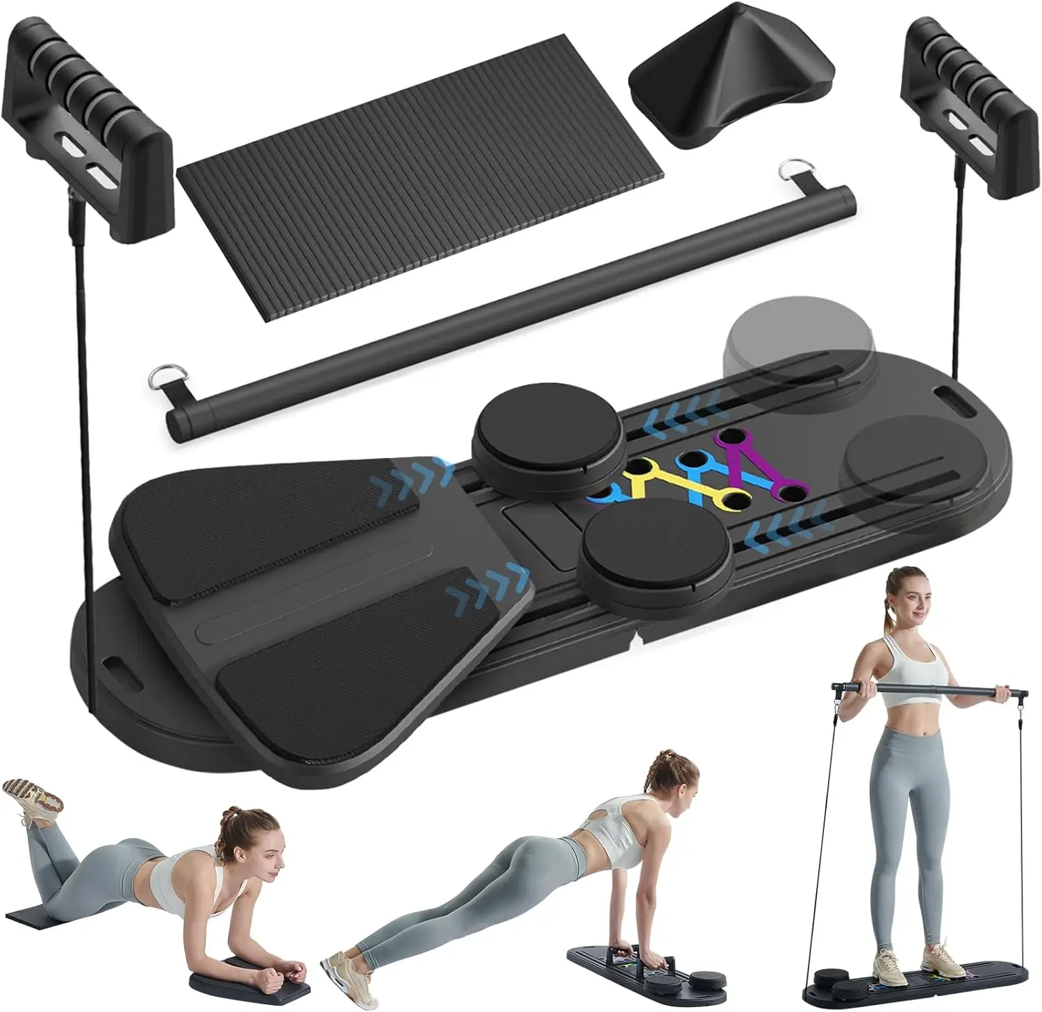 

STLF WJW Premium Hot Sale 6-in-1 Multifunctional Foldable Pilates Reformer Board Home Gym Use Iron hine with Timer for Home U