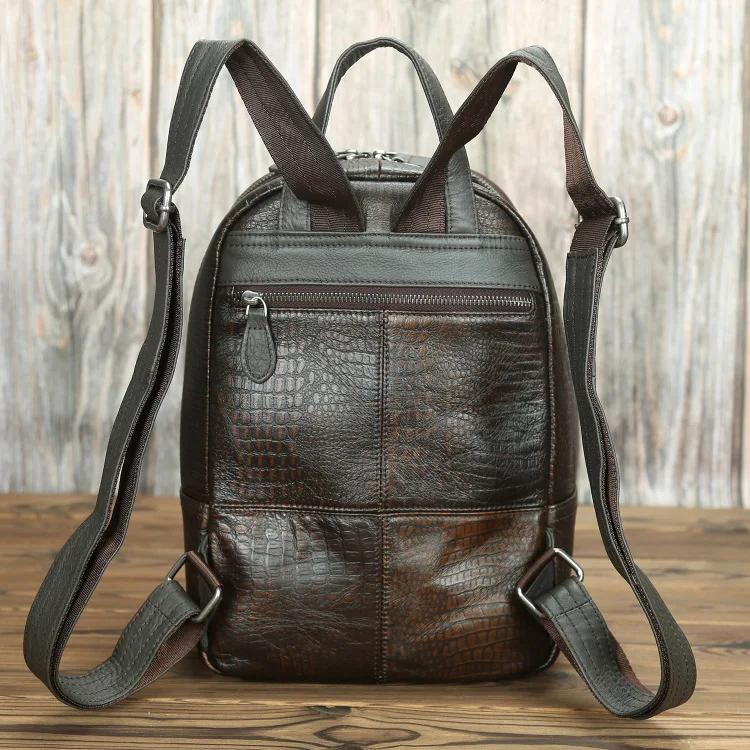 Artisan Handcrafted Leather Backpack, Chic Color-Blocked Two-Tone Daypack, Minimalist Statement Bag for Women