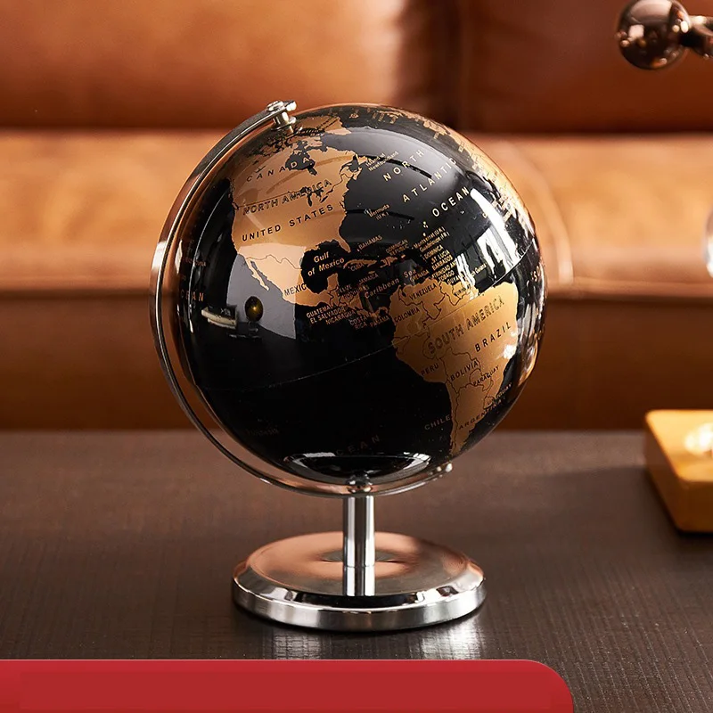 

World Globe Earth Map In English Retro Wooden Base Earth Instrument Geography Education Globe Desk Decoration