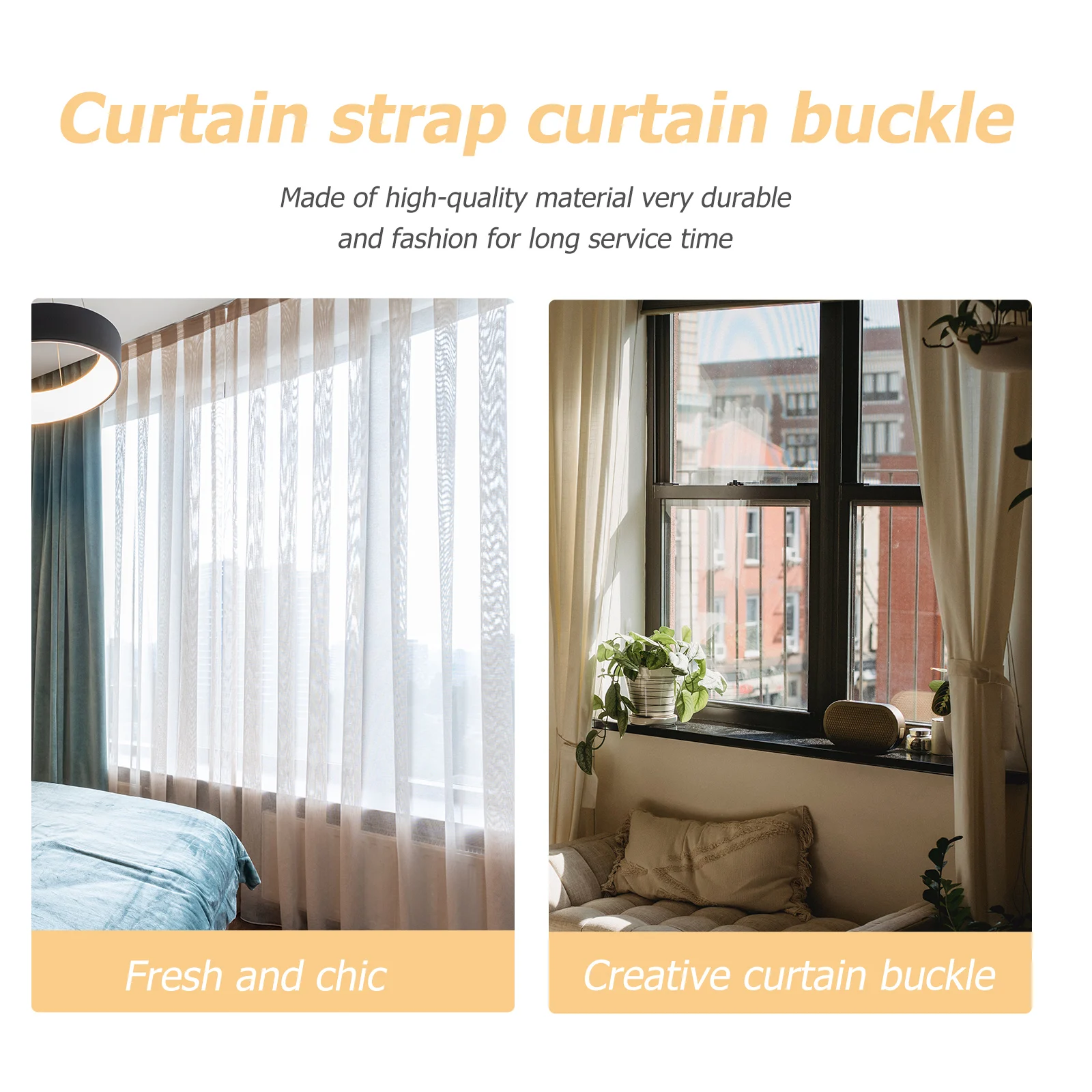 

2Pcs Decorative Curtain Tieback Smooth Bendable Design Stylish Curtain Strap for Home Office Coffee Shop Window Decoration