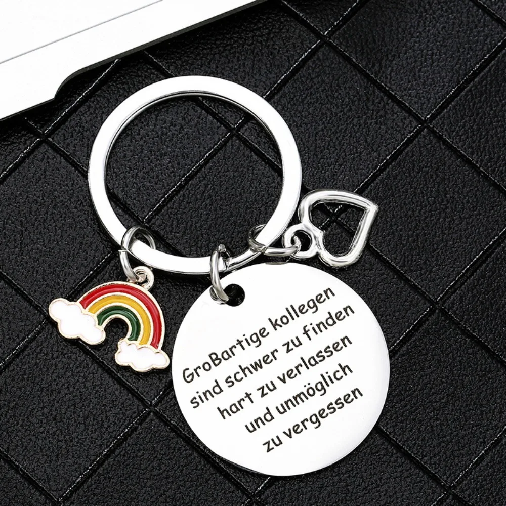 German Stainless Steel Keychain Rainbow Leaving Gifts Farewell Pendant Key Ring Creative Key Chain