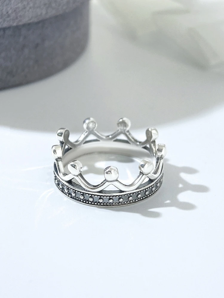 925 Sterling Silver Vintage Crown Rings for Women Engagement Anniversary Wedding High Quality Fine Jewelry Gift