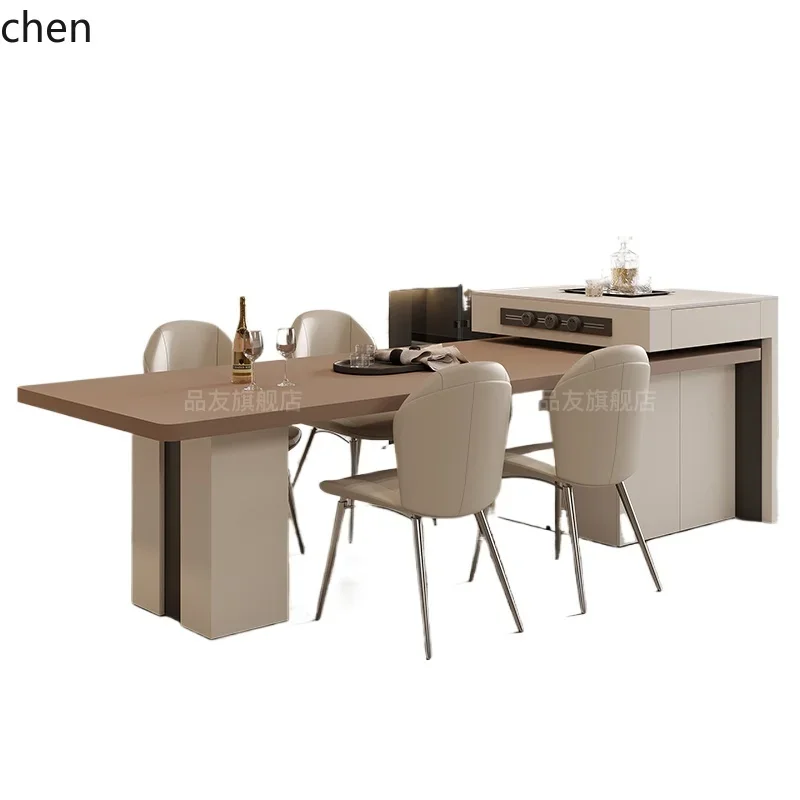 YFY  minimalist island table integrated retractable rock slab large apartment high-end mid-island table