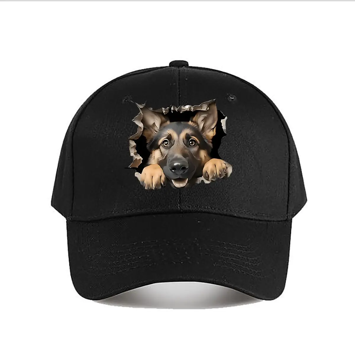 3D Ripped Wall German Shepherd Home Decor Baseball Cap Fashion Men Sunhat Women's Outdoor Sports Snapback Cap