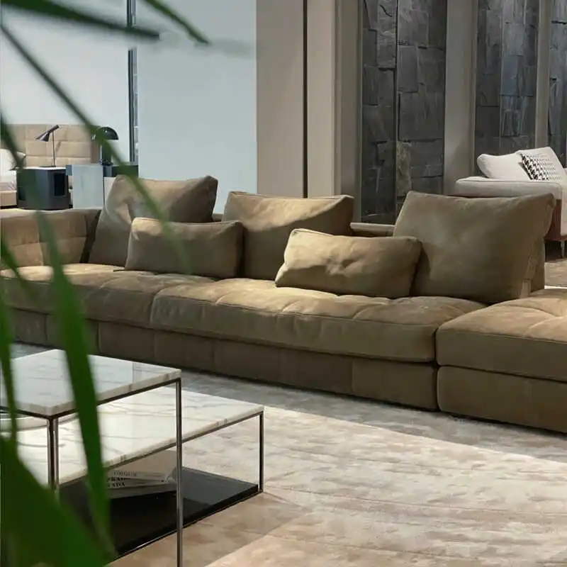 Italian matte leather large module large apartment villa, high-end sofa