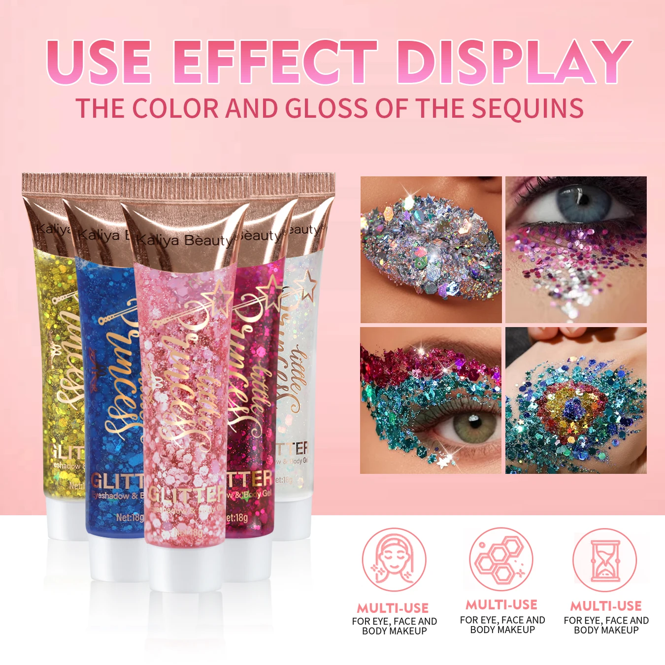 6PCS glitter gel sparkle sparkle lasting make-up a wash for face, hair, stage show, carnival necessities