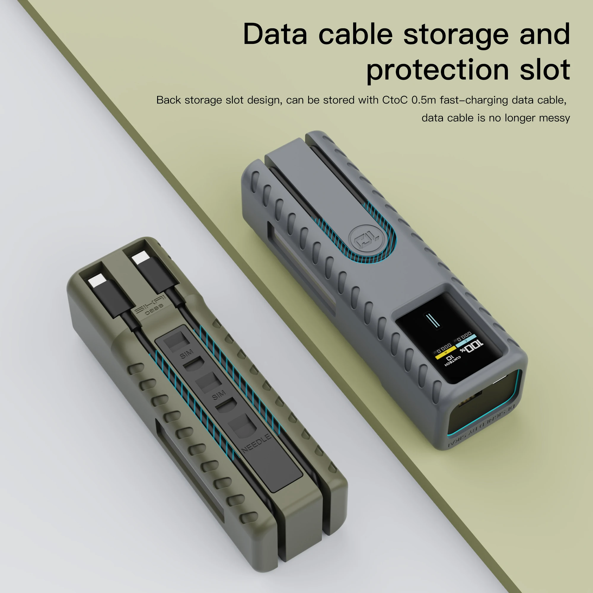 Силиконовые чехлы Защитный чехол Power Bank для CUKTECH No. 10 Зарядное устройство, кабель для зарядки данных, 0,5 м, сумка для хранения SIM-карты, IF PIN-слот