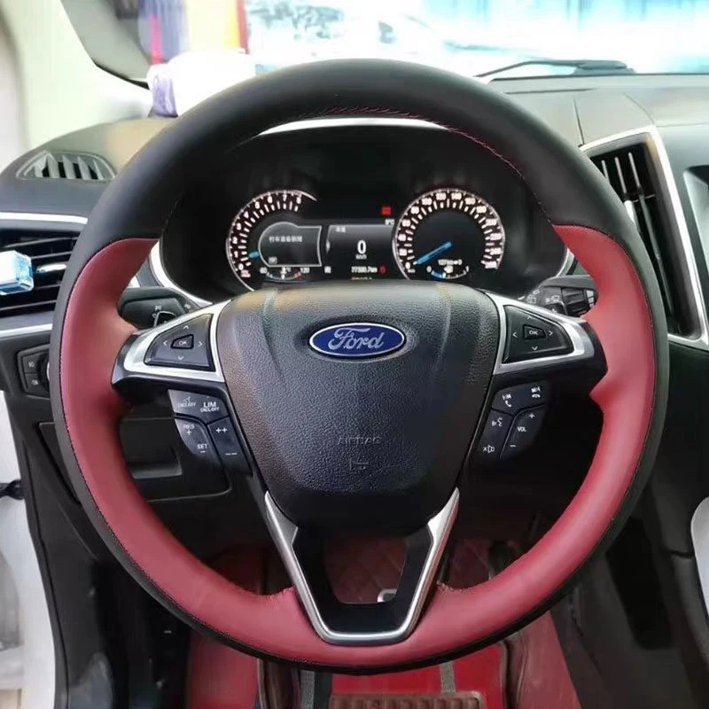 DIY Custom Microfiber Leather Car Steering Wheel Cover for Ford Fusion Mondeo 2013 2014 EDGE 2015 2016 Steering Wheel Wrap