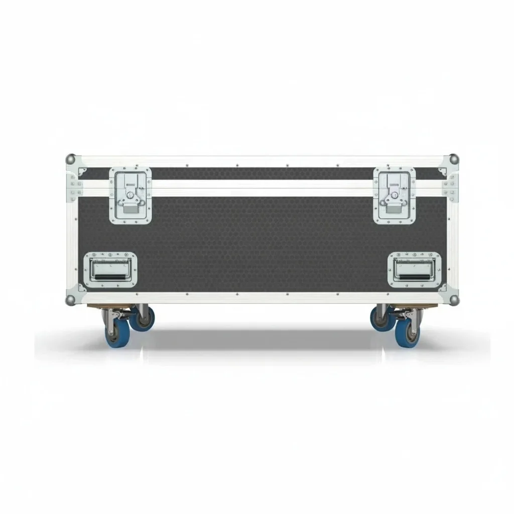 Flight Case with Wheels fit for Loudspeakers, Waterproof Road Case, 5mm EVA Padding, Zinc-Coated Steel Cable Management Trunk