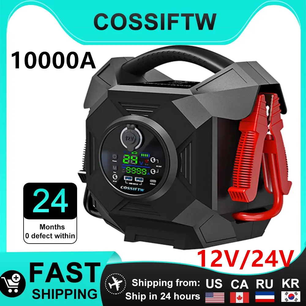 COSSIFTW 12V/24V Heavy Duty Jump Starter Battery Booster Electric Devices for Cars Power Bank 68000mAh Up to 50.0L Gas Diesel