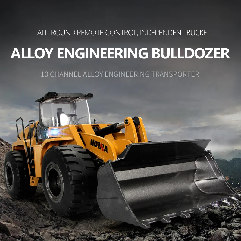 Huina 1583 1/14 Scale 22 CH Alloy Remote Control Loader Car Simulation Bulldozer Engineering Vehicle Toys for Children Kids Gift