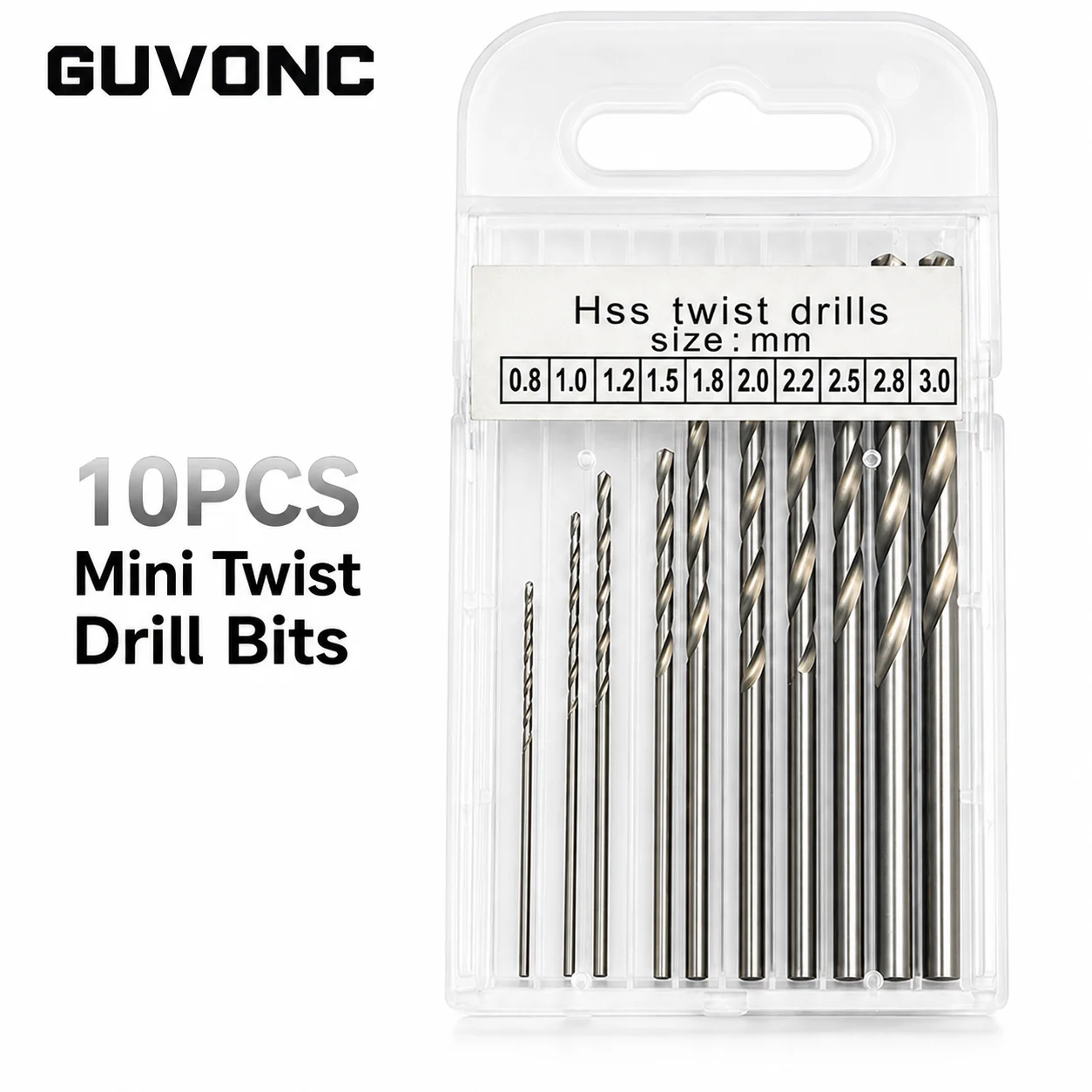 10PCS 0.8‑3.0mm HSS Twist Drill Bits High Speed Steel Small Drill Set with Portable Storage Case