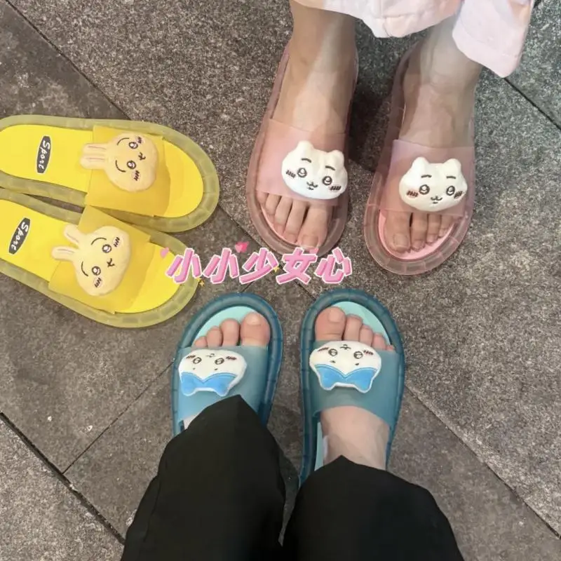 

Kawaii Miniso Chiikawa Slippers Hachiware Cute Anime Girl Summer Sandals Wearing Slippers Outside Girl Festival Gift