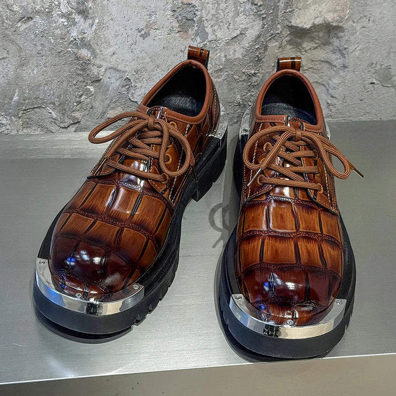The New Autumn Men Derby Shoes Feature A Niche Design with Metal Accents  Height Increasing Anti Slip Commuting Casual Shoes