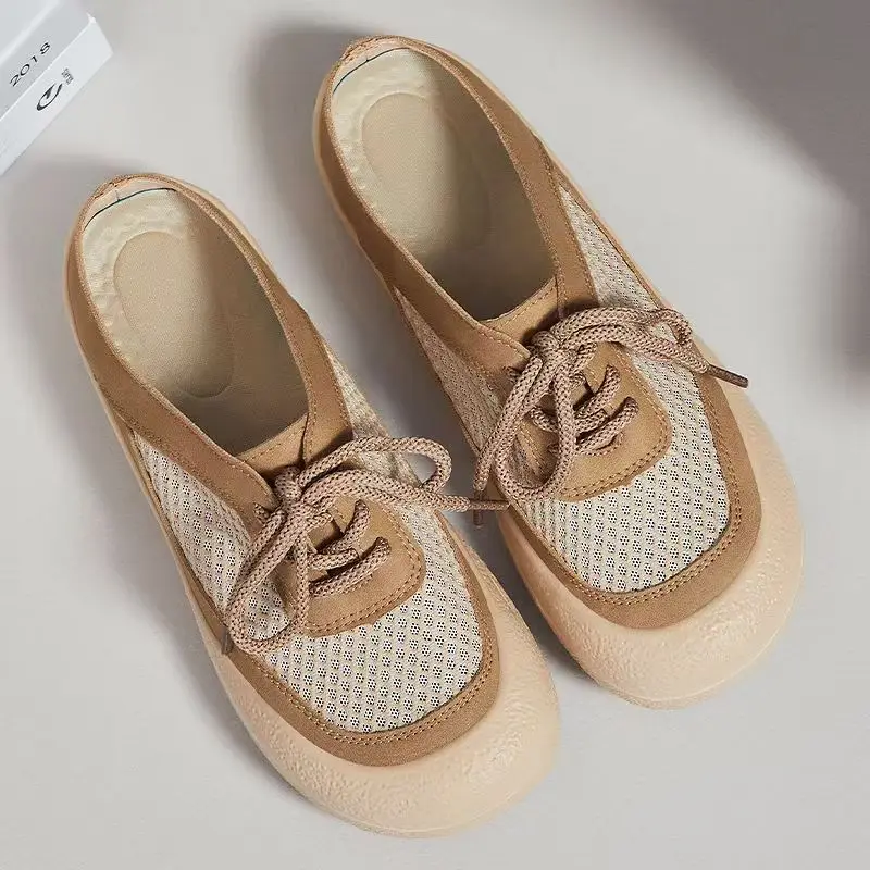 المرأة الصيف جديد باوتو شبكة نصف النعال لينة وحيد عدم الانزلاق تنفس في الهواء الطلق شبشب رياضي غير رسمي المشي النعال الصنادل