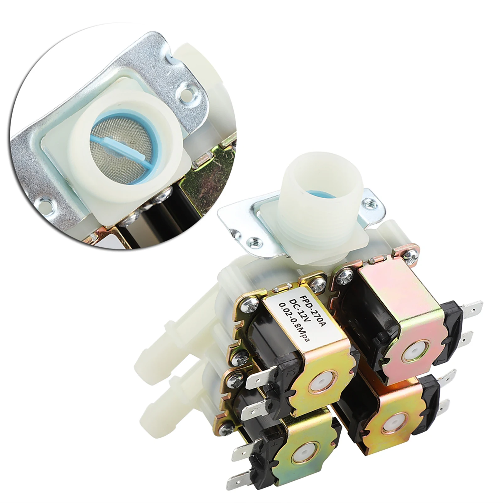 DC 12V DN20 G3/4" 1 入力 4 出力プラスチック電磁弁常閉排水弁