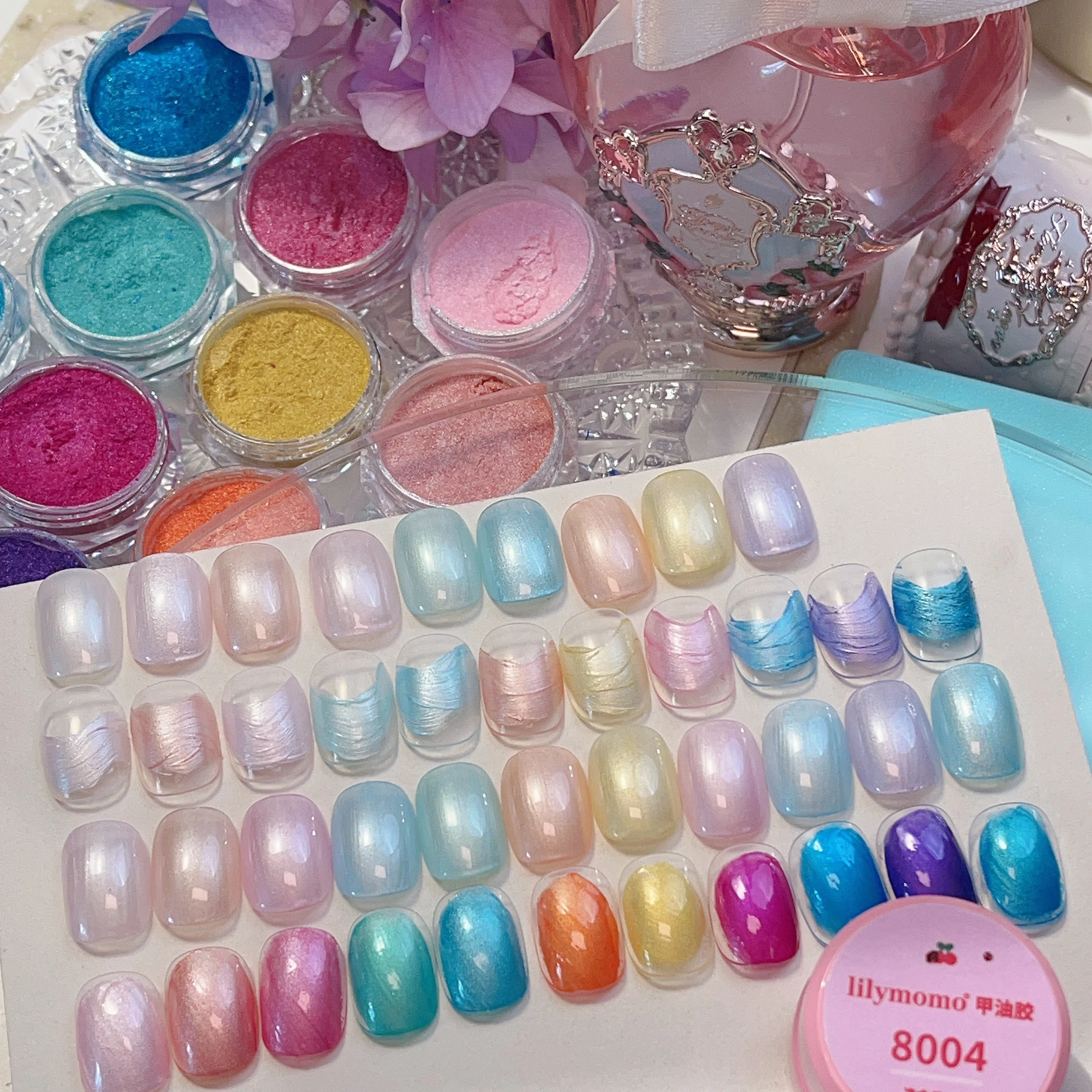 

11Colors Gradient Nail Art Powders Pigment Neon Mirror Effect Nails Glitter Pigment Chrome Dust White Pearl Nail Materials