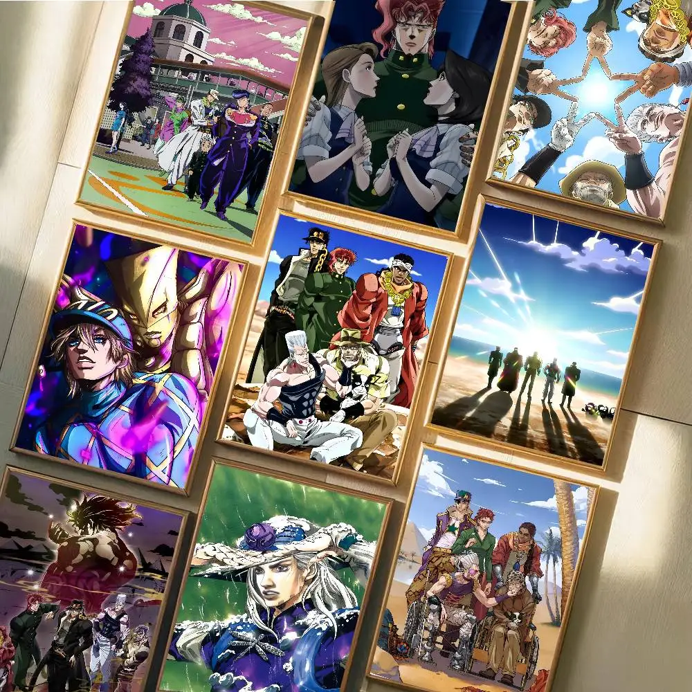 Anime J-JoJo Bizarre Adventure Manga Poster Self-adhesive Art Waterproof Paper Sticker Coffee House Bar Room Wall Decor