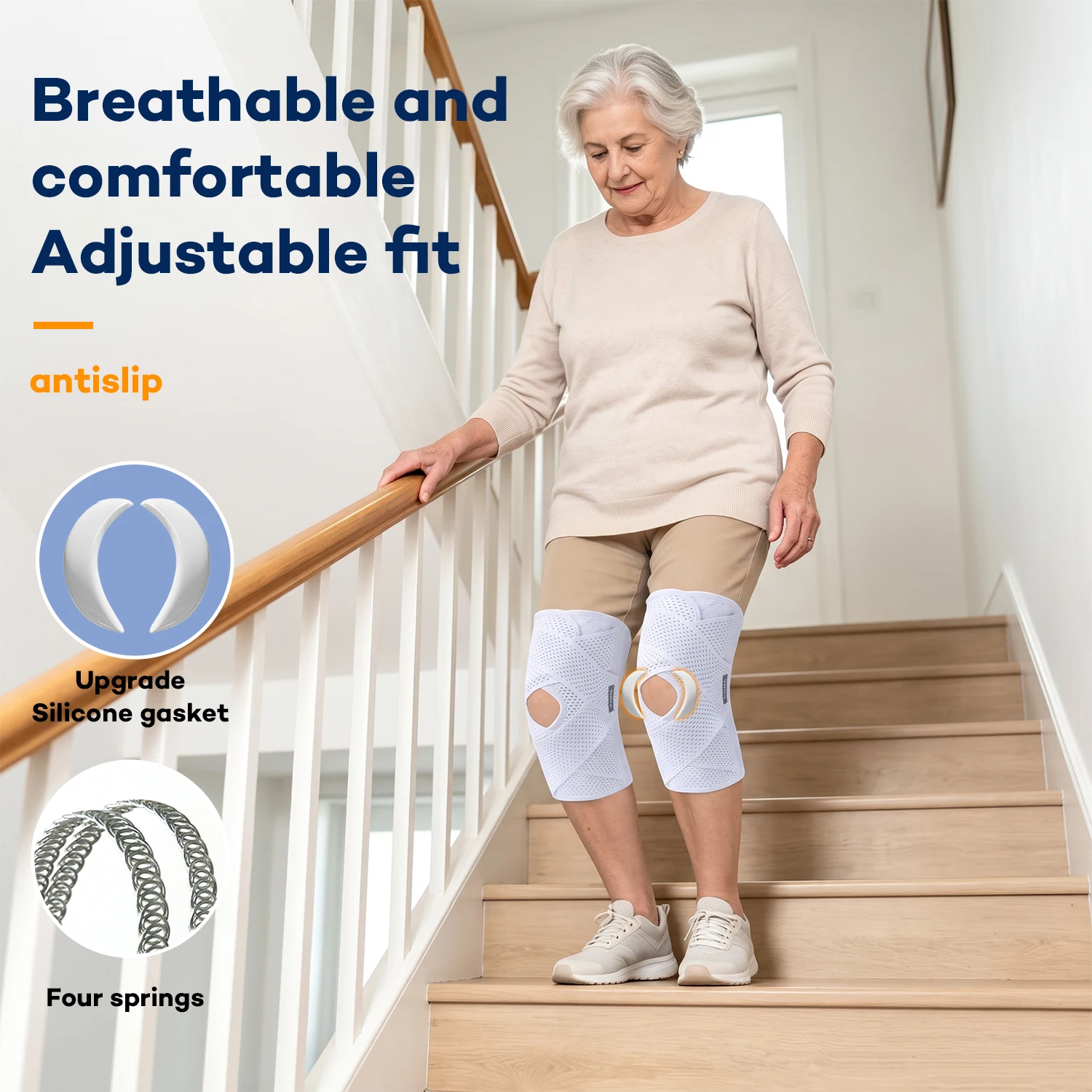 1 Pcs Compression Knee Support Sleeve Elastic Breathable Knee Pads Brace Springs Gym Sports Protector Basketball Volleyball Run