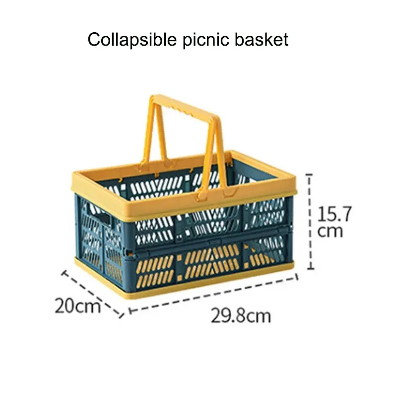 Mir de rangement pliable portable extérieur, panier de supermarché, panier de rangement pour collations, panier carré creux