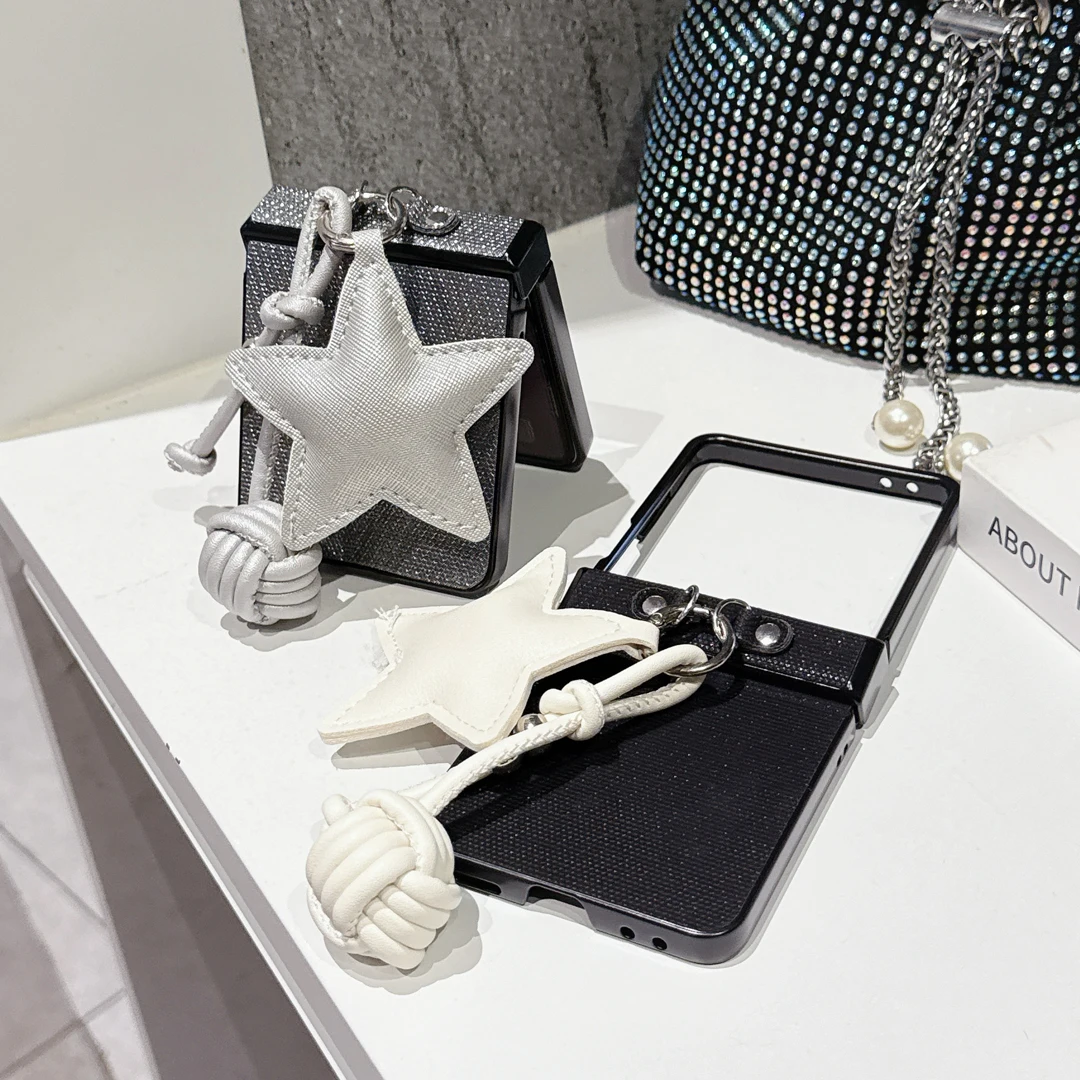 

Cute Star Pendant Pearlescent Glitter Case for Samsung Galaxy Z flip7 flip5 Flip6 Phone Cover Z Flip4 Z Flip 5 Z Flip 6 Z Flip 7