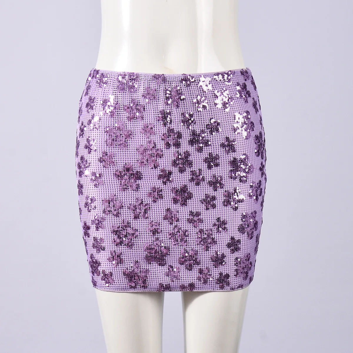 تنورة نسائية مثيرة من الخرز على شكل زهرة مجوفة وحزام خصر منخفض وسحاب على الورك #5