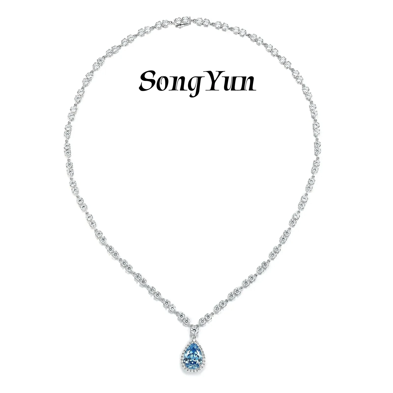 SongYun Jewelry 925 Sterling Silver Necklace Fine 5A CZ Gemstones High Carbon Diamond 925 Sterling Silver Pendant Accessories
