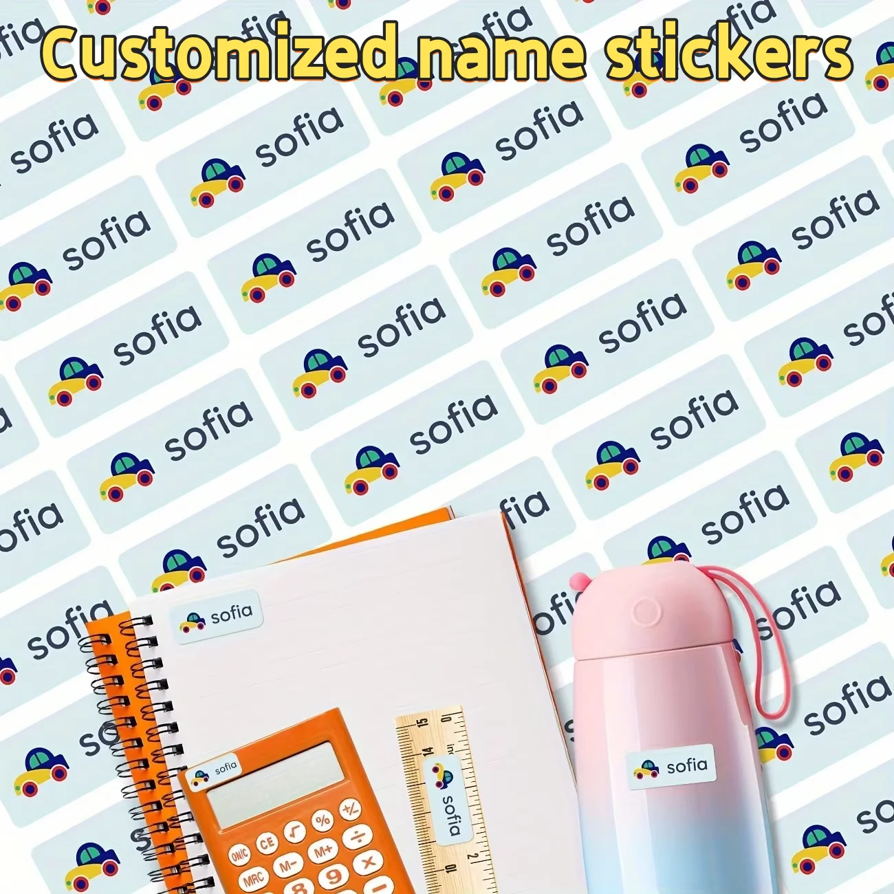 

Personalized Splash Proof Self Adhesive Custom Name Tags Stickers For School Supplies Lunch Boxes Books Water Bottles Toothbrush