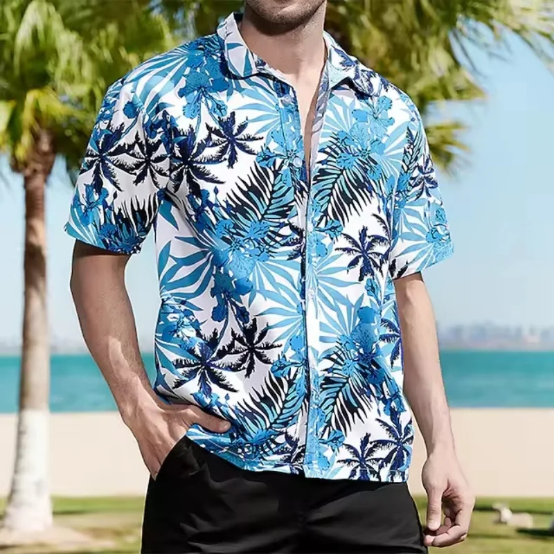

3D Printed Fun Flowers Leaves Hawaiian Shirt For Men Plants Pattern Aloha Shirts Summer Short Sleeve Tops Street Casual Blouse