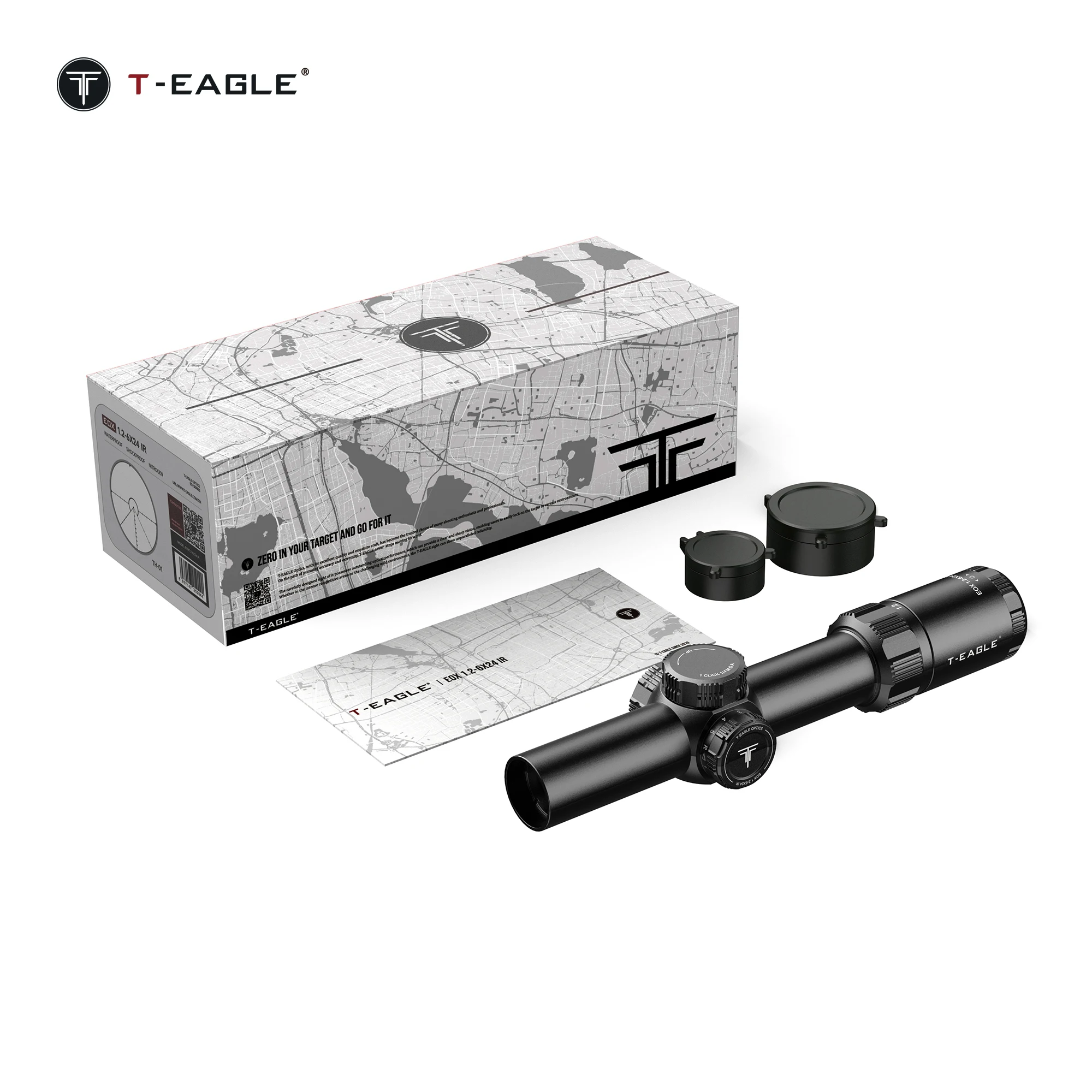 T-EAGLE EOX 1.2-6X24 IR Tactical Riflescope Hunting Spotting Rifle Scope Optical Collimator Air Gun Airsoft PCP Sight