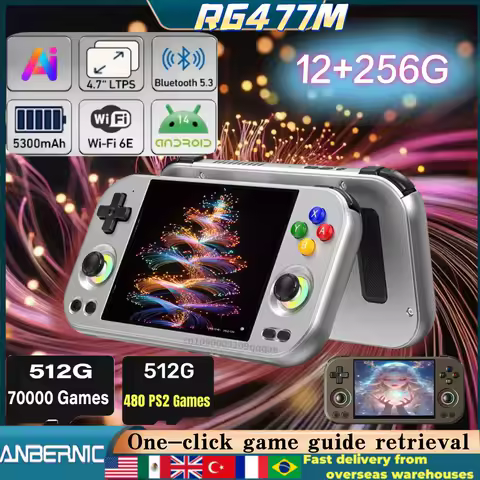 ANBERNIC RG477M RG Slide Retro Handheld Game Video Player Console 4.7-inch LTPS Android 14 Bluetooth WIFI 12G+256G PS2 RG 477M