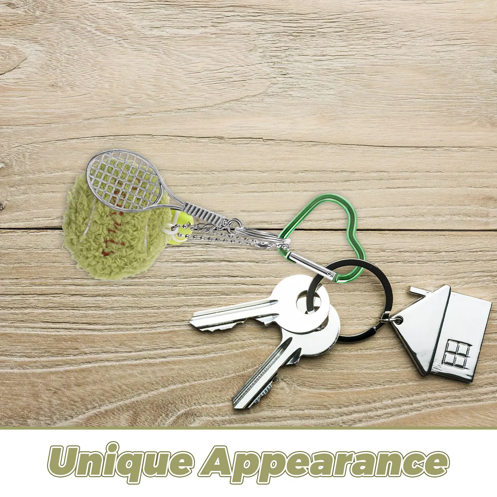 4Pcs Tennis Sports Keychain Party Favors Racket Bag Pendant Mini Tennis Ball Charm for Sports Fans Handbag Ornament