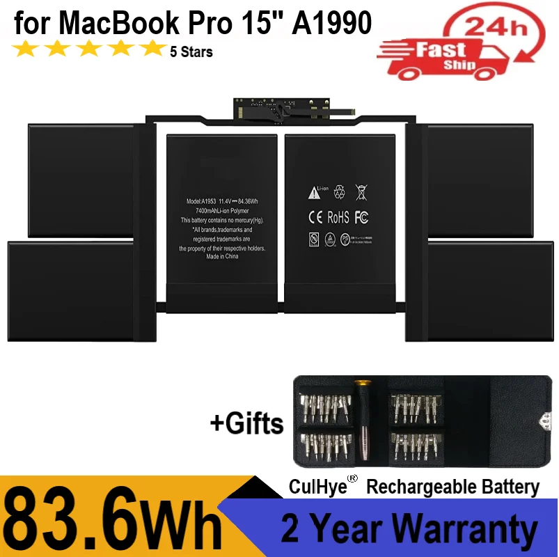 11.4V A1953 Replacement Battery for Apple Mid 2018 2019 MacBook Pro 15-inch A1990 EMC 3215 EMC 3359 A1990 Apple A1953 Battery