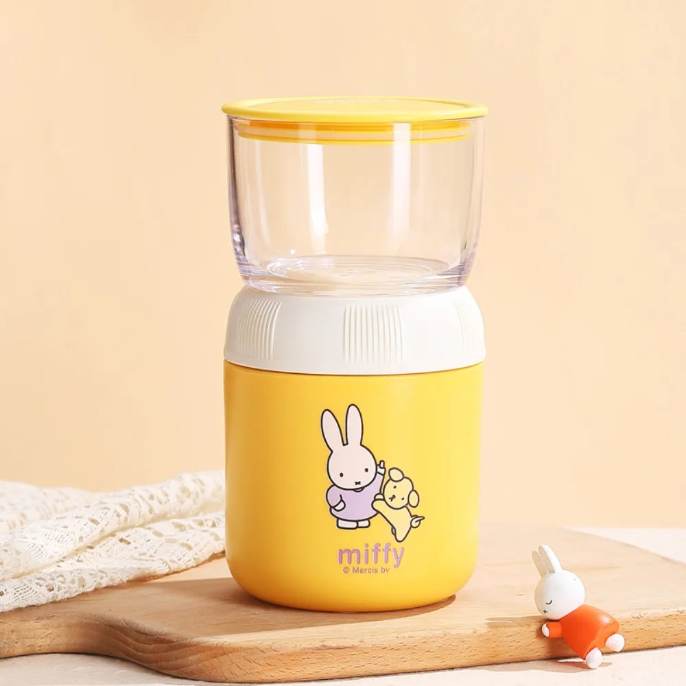 

Милая двухслойная чашка для супа Miffy, большая емкость, студенческий завтрак, молочный коктейль, фруктовая чашка из нержавеющей стали 304, милая и забавная коробка