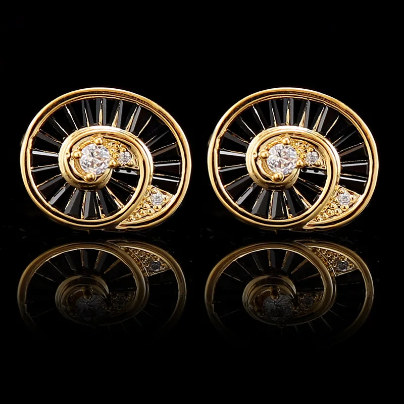 

Luxury Men's Wedding Cufflinks Snail Rhinestones Buttons Fashion Business Banquet Suits Shirts Accessories French Cuff Links