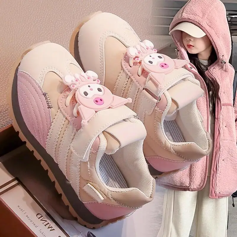 

Cartoon Kuromi Girls Casual Shoes Sanrio Kids Kawaii Anime Fashion Sports Shoes New Autumn Lightweight Soft Bottom Running Shoes