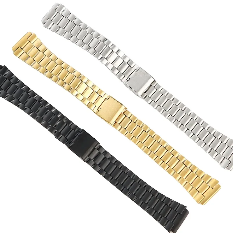 Fine Steel Watchband for CASIO A158 / A159 / A168 /A169 /B650 /AQ230/ 700 Classic Small Square Silver Block 18mm Metal Strap