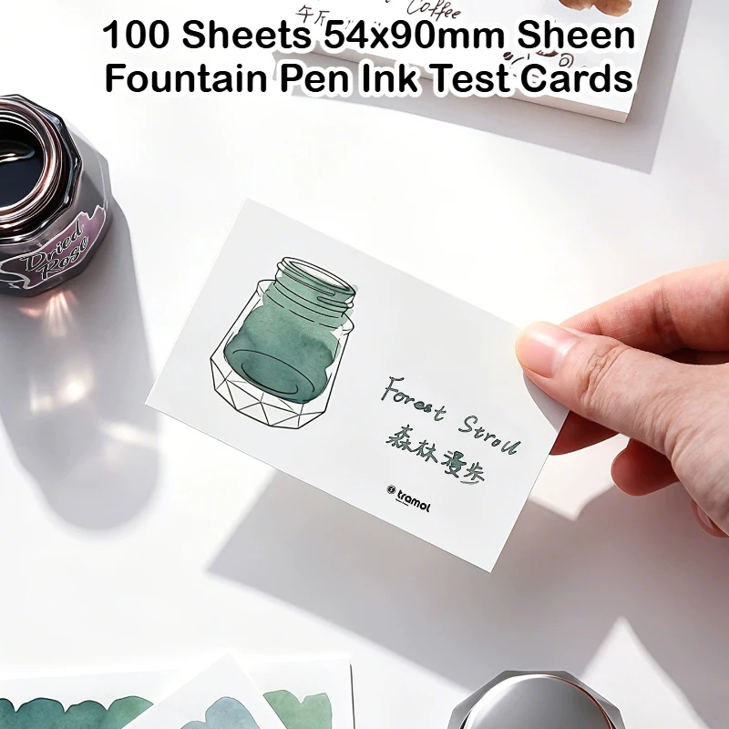 100 Sheets 54x90mm Sheen Fountain Pen Ink Test Cards Swatch Watercolor Paper Chromatography Paper School Supplies Stationery