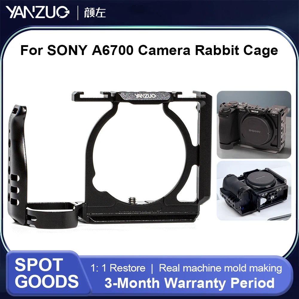 YANZUO Camera Cage for Sony A6700 Protective Frame Three Point Fixation Bracket Double Non-Slipsilicone Pad Camera Rabbit Cage