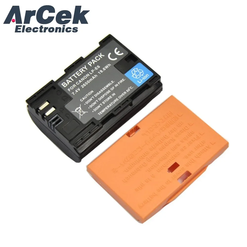 1PCS LP-E6/E6N Replacement Battery 2650mAh for 5D Mark 3 5D4 6D 6D2 7D2 80D 90D SLR Camera view 2