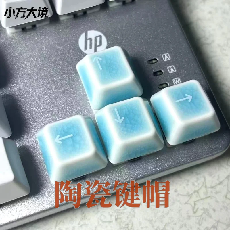Custom Ceramic Keycaps Arrow Space Keys Wasd Ice Cracking Glazed Surface Cross Mechanical Keyboard Artisan Keycap Gift
