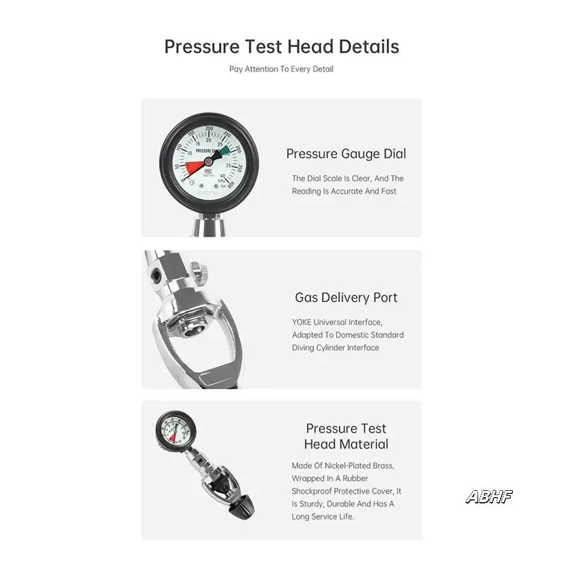 

Dive Gear Accessory: Professional Submersible Pressure Gauge With YOKE Connector For Air Tanks