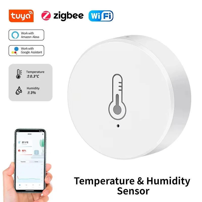 Zigbee Temperature Humidity Sensor Indoor Thermometer Hygrometer App Remote For Smart Home Life Work With Alexa Google Assistant